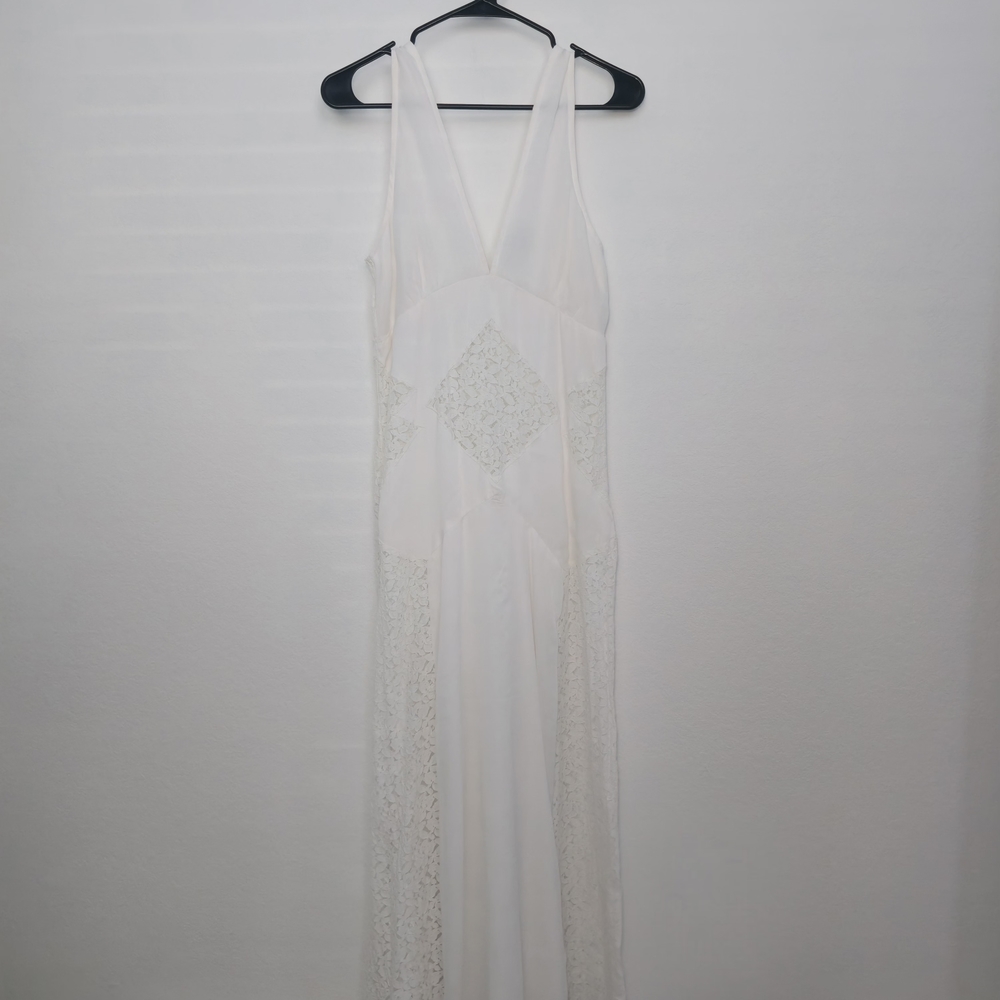 Nasty Gal White Maxi Dress with Elegant Lace